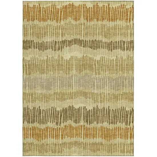 Gold Brown And Gray Striped Washable Indoor Outdoor Area Rug Photo 8