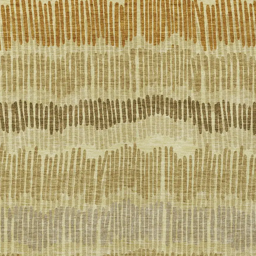 Gold Brown And Gray Striped Washable Indoor Outdoor Area Rug Photo 7
