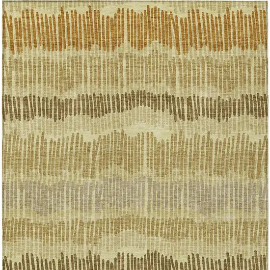 Gold Brown And Gray Striped Washable Indoor Outdoor Area Rug Photo 8