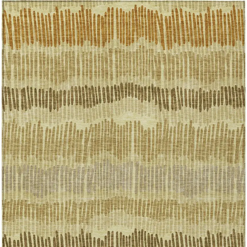 Gold Brown And Gray Striped Washable Indoor Outdoor Area Rug Photo 8