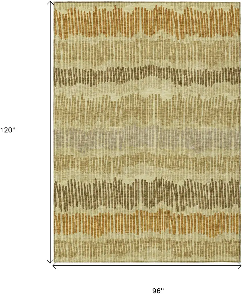 Gold Brown And Gray Striped Washable Indoor Outdoor Area Rug Photo 3