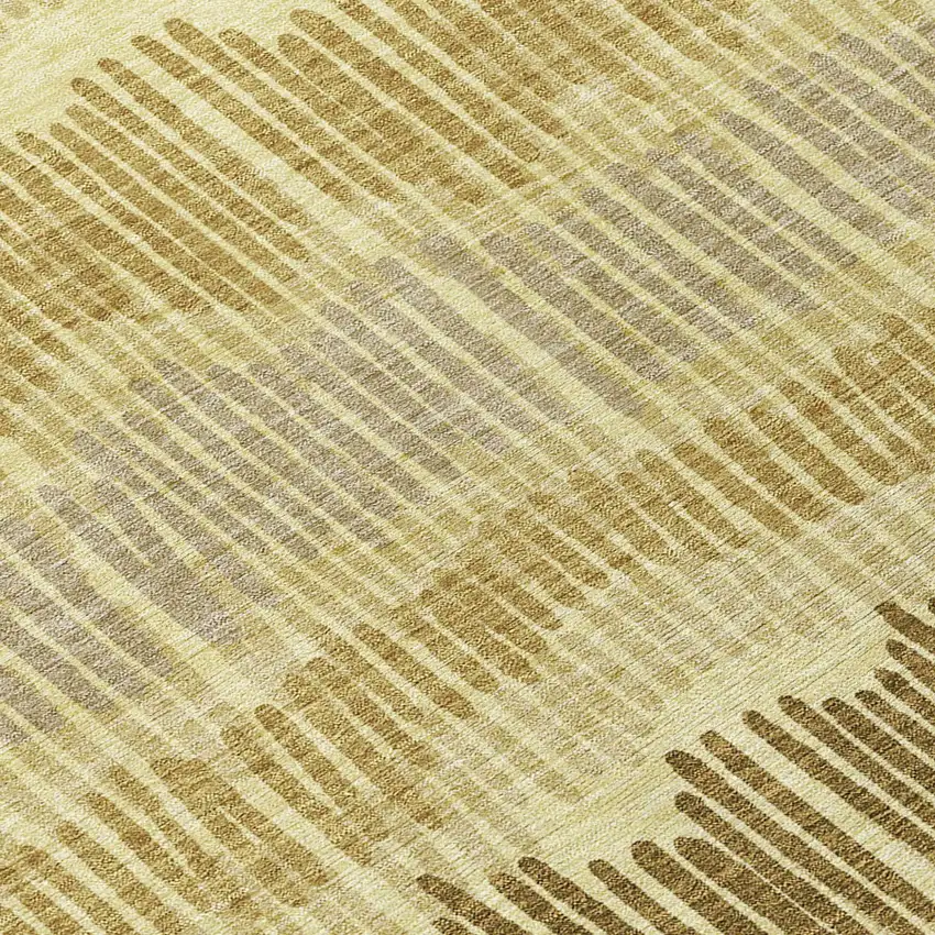 Gold Brown And Gray Striped Washable Indoor Outdoor Area Rug Photo 6