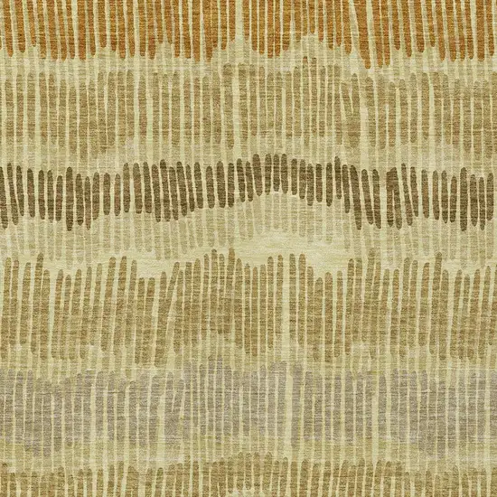 Gold Brown And Gray Striped Washable Indoor Outdoor Area Rug Photo 7
