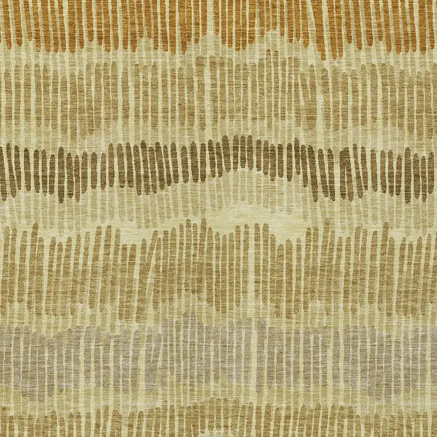 Gold Brown And Gray Striped Washable Indoor Outdoor Area Rug Photo 7