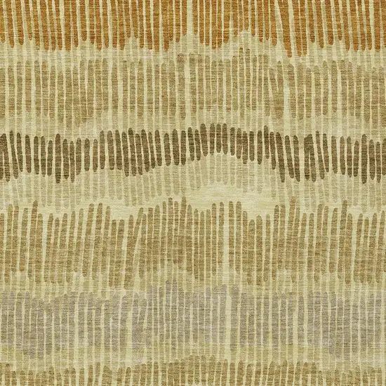 Gold Brown And Gray Striped Washable Indoor Outdoor Area Rug Photo 7