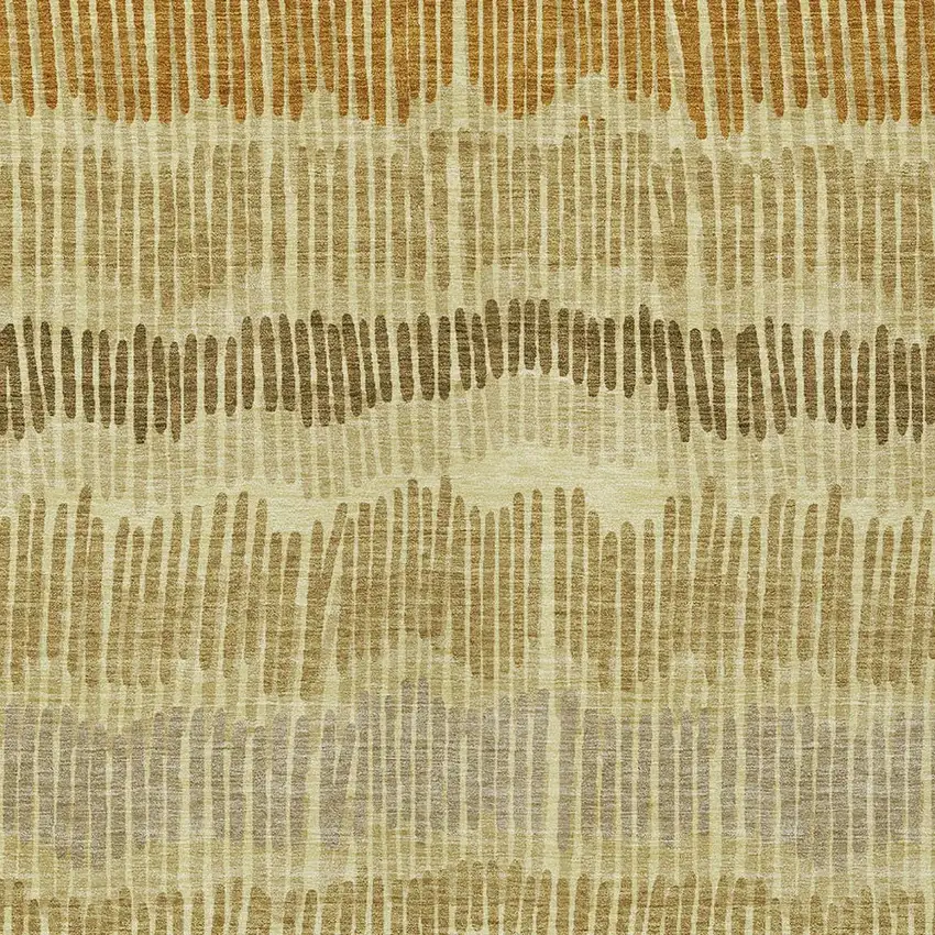 Gold Brown And Gray Striped Washable Indoor Outdoor Area Rug Photo 7