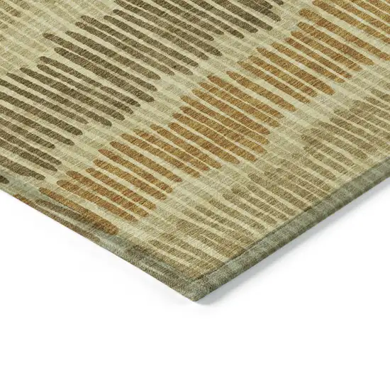 Gold Brown And Gray Striped Washable Indoor Outdoor Area Rug Photo 5