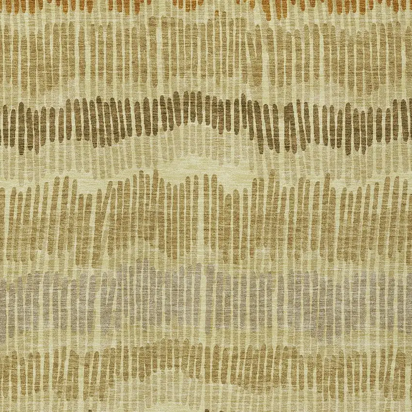Gold Brown And Gray Striped Washable Indoor Outdoor Area Rug Photo 7