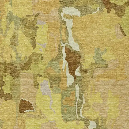 Gold Brown And Green Abstract Washable Indoor Outdoor Area Rug Photo 6
