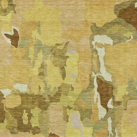 Gold Brown And Green Abstract Washable Indoor Outdoor Area Rug Photo 6