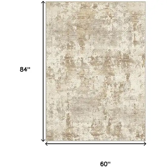 Gold Brown And Ivory Abstract Washable Area Rug Photo 3