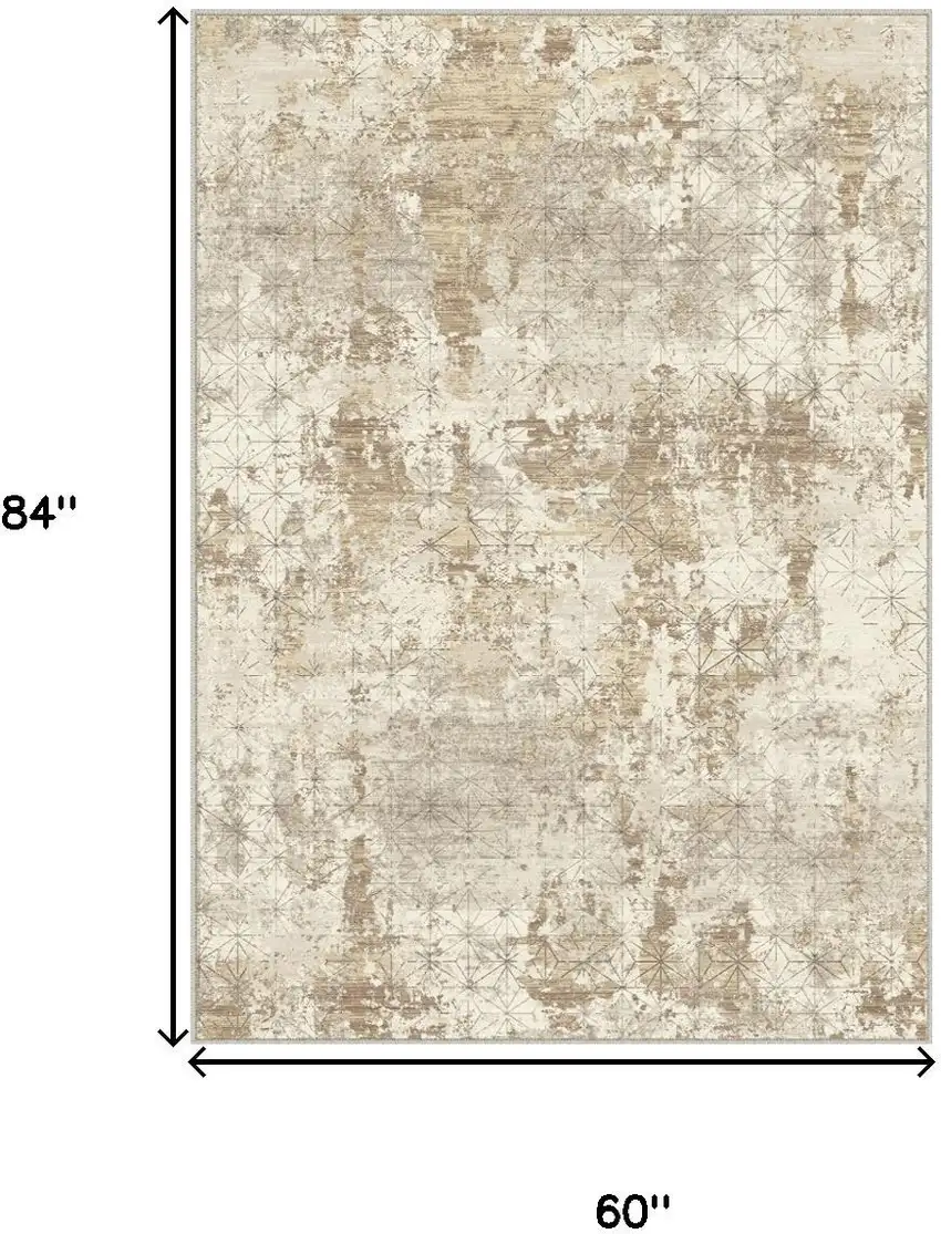 Gold Brown And Ivory Abstract Washable Area Rug Photo 3