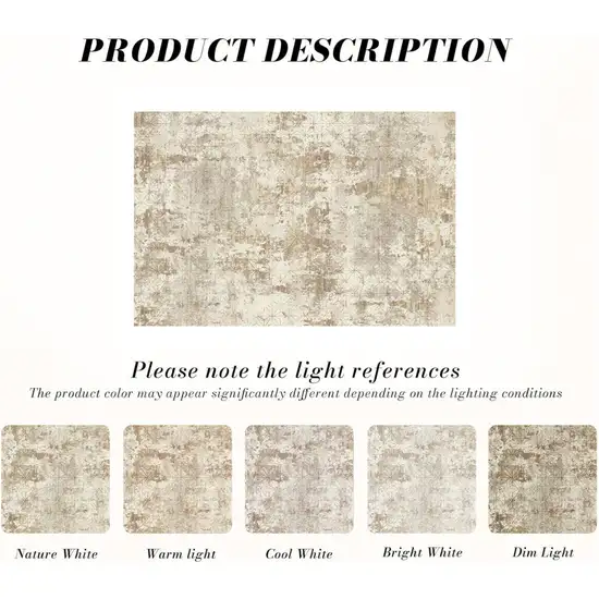 Gold Brown And Ivory Abstract Washable Area Rug Photo 8