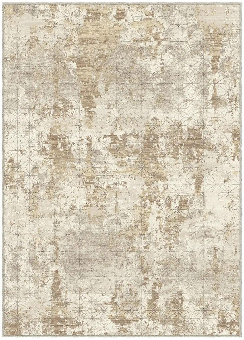 Gold Brown And Ivory Abstract Washable Area Rug Photo 2