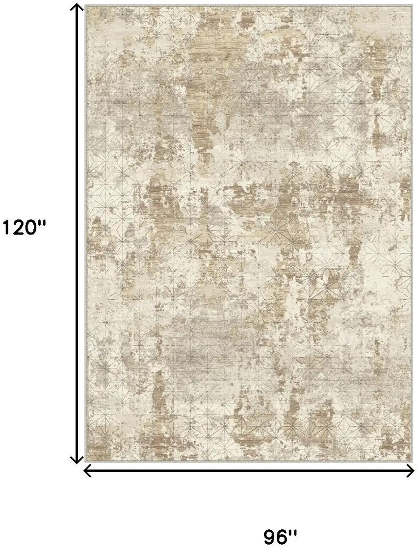 Gold Brown And Ivory Abstract Washable Area Rug Photo 3