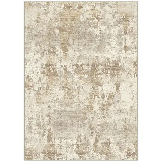 Gold Brown And Ivory Abstract Washable Area Rug Photo 2