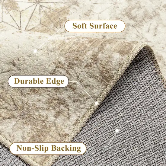 Gold Brown And Ivory Abstract Washable Area Rug Photo 7