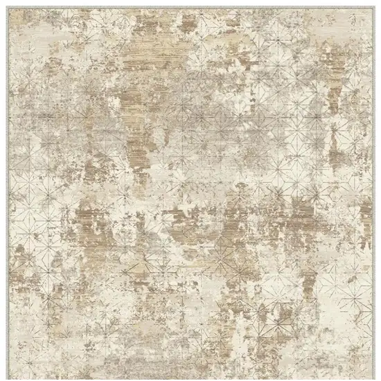 Gold Brown And Ivory Abstract Washable Area Rug Photo 5