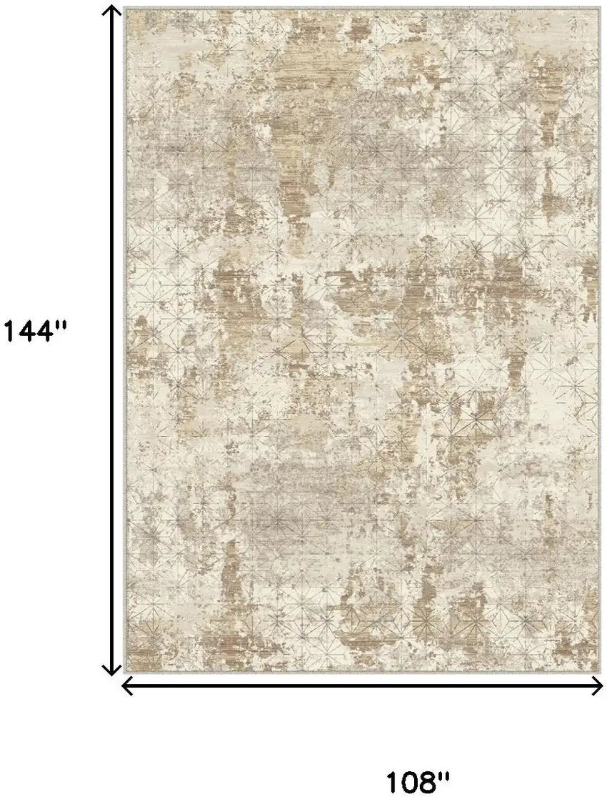 Gold Brown And Ivory Abstract Washable Area Rug Photo 3