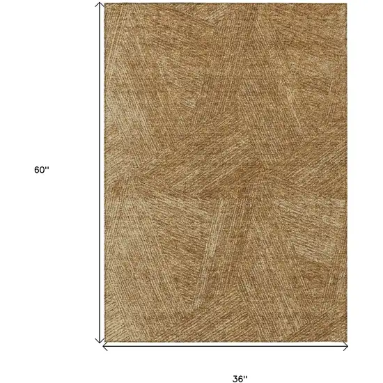 Gold Brown And Ivory Abstract Washable Indoor Outdoor Area Rug Photo 3