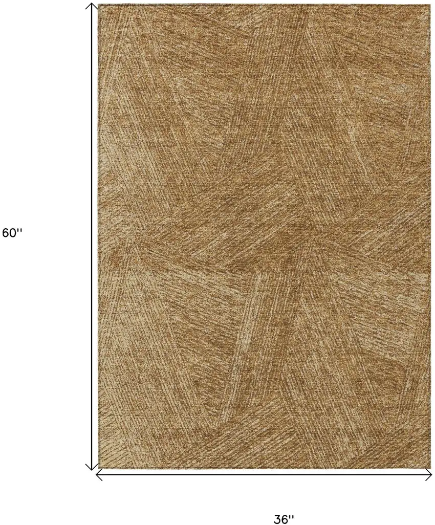 Gold Brown And Ivory Abstract Washable Indoor Outdoor Area Rug Photo 3