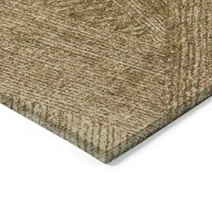 Photo of Gold Brown And Ivory Abstract Washable Indoor Outdoor Area Rug