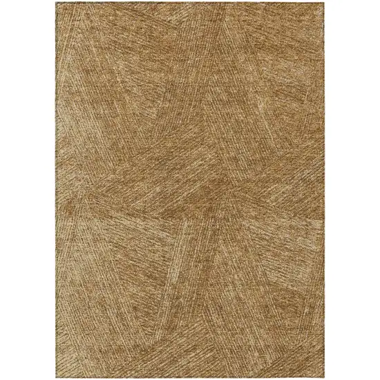 Gold Brown And Ivory Abstract Washable Indoor Outdoor Area Rug Photo 2