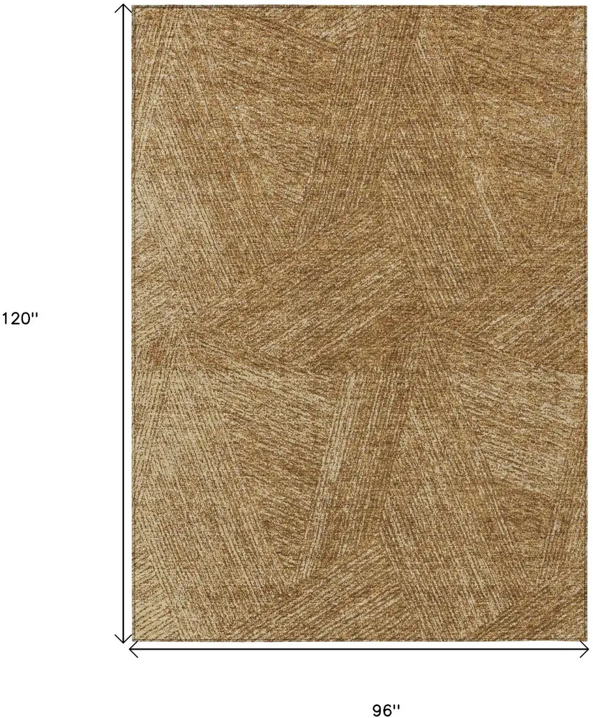 Gold Brown And Ivory Abstract Washable Indoor Outdoor Area Rug Photo 3