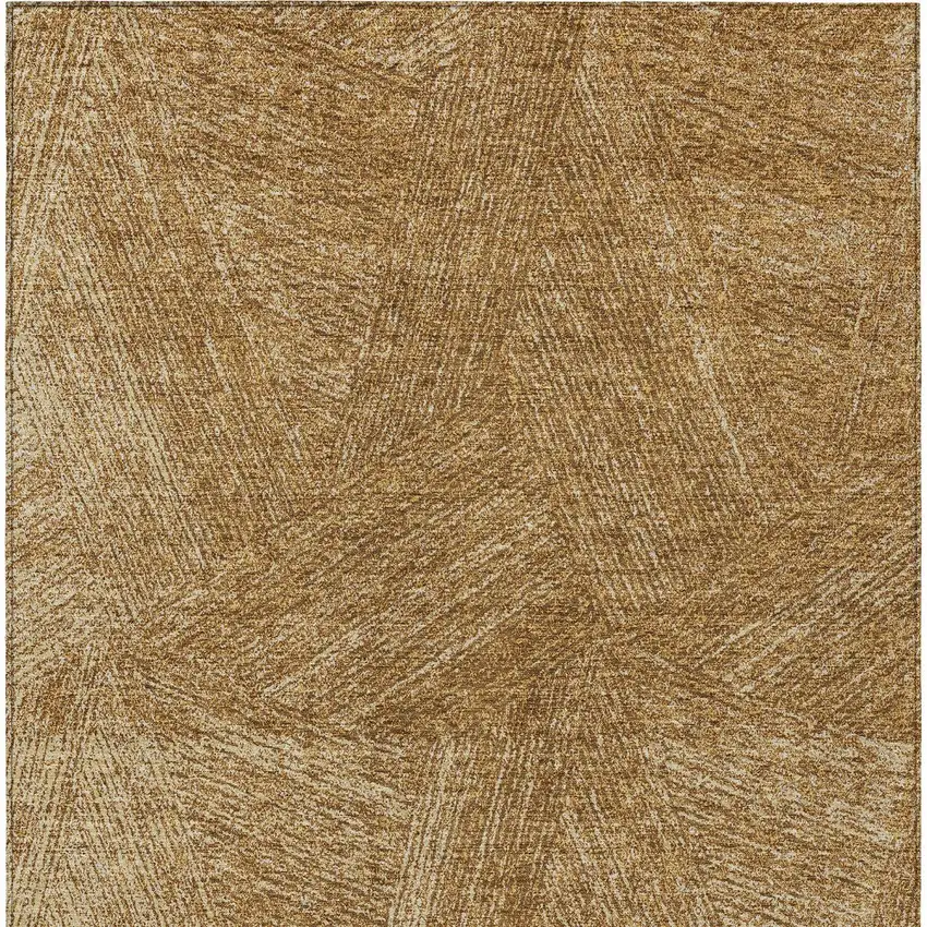 Gold Brown And Ivory Abstract Washable Indoor Outdoor Area Rug Photo 6