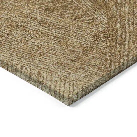 Gold Brown And Ivory Abstract Washable Indoor Outdoor Area Rug Photo 4