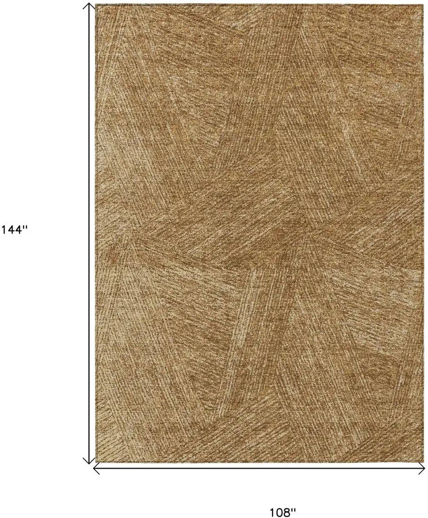 Gold Brown And Ivory Abstract Washable Indoor Outdoor Area Rug Photo 3