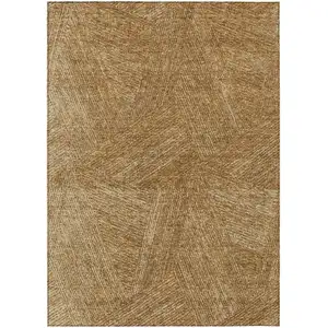Photo of Gold Brown And Ivory Abstract Washable Indoor Outdoor Area Rug