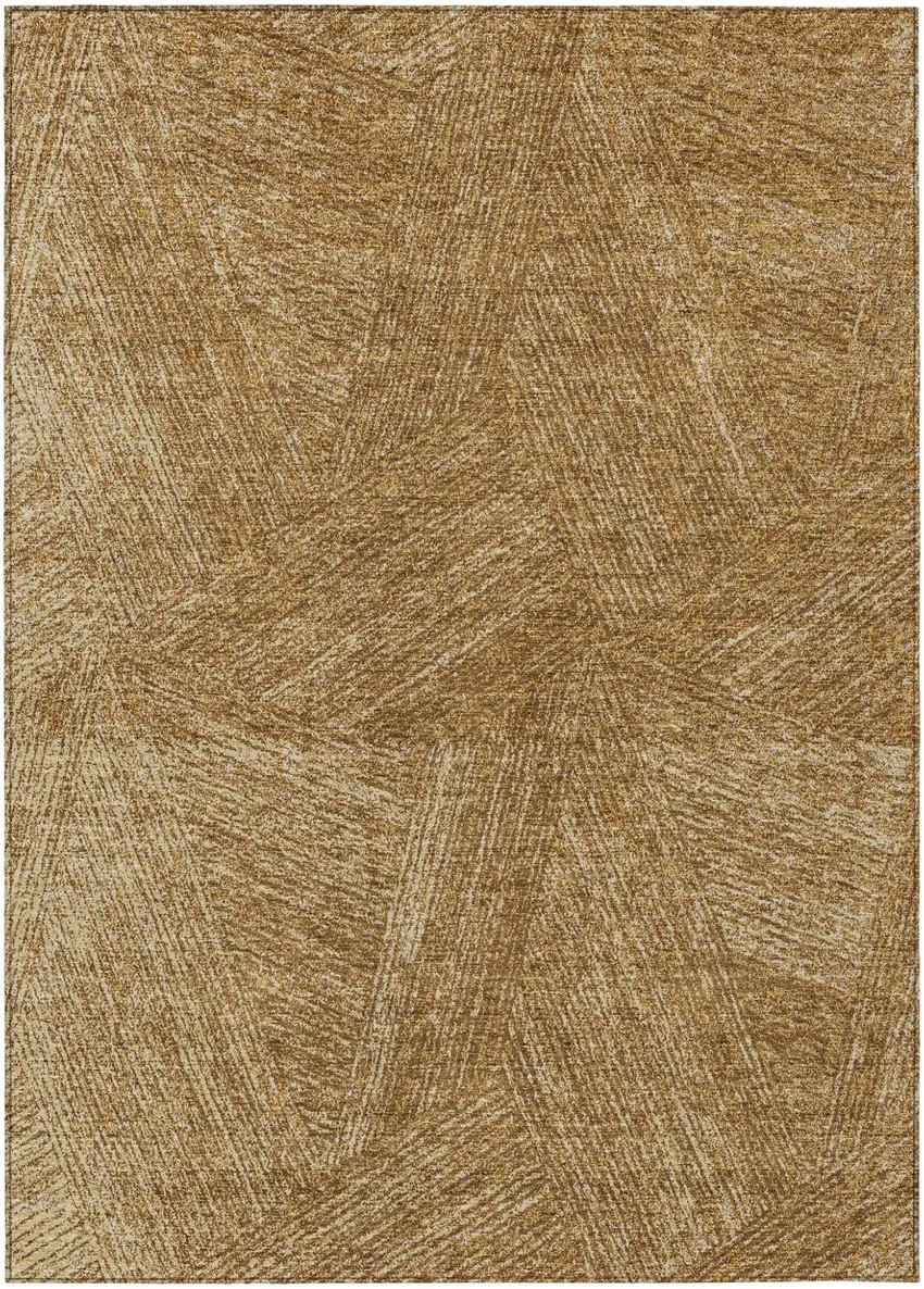 Gold Brown And Ivory Abstract Washable Indoor Outdoor Area Rug Photo 2