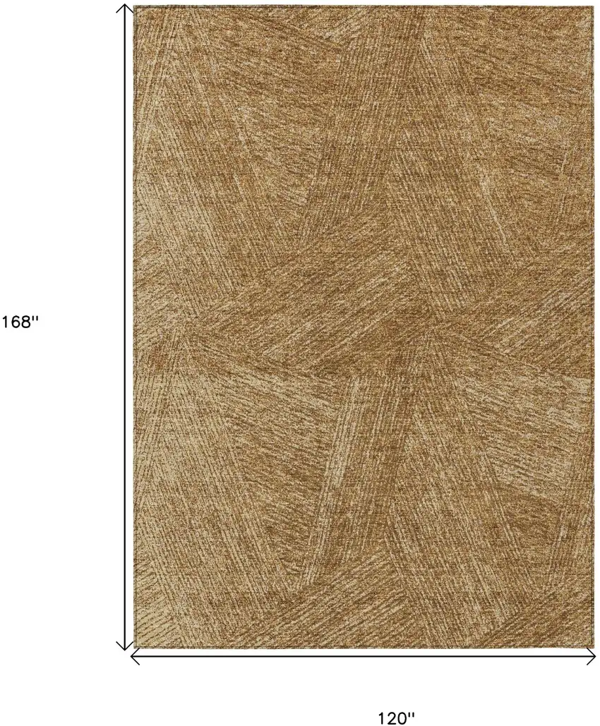 Gold Brown And Ivory Abstract Washable Indoor Outdoor Area Rug Photo 3