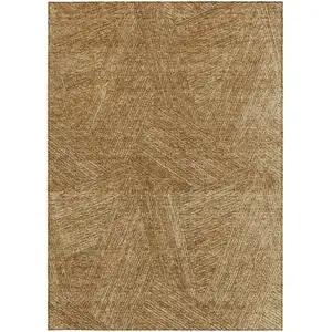 Photo of Gold Brown And Ivory Abstract Washable Indoor Outdoor Area Rug