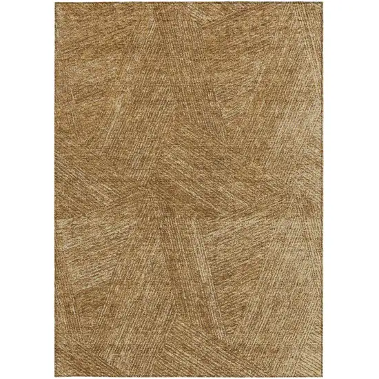 Gold Brown And Ivory Abstract Washable Indoor Outdoor Area Rug Photo 5