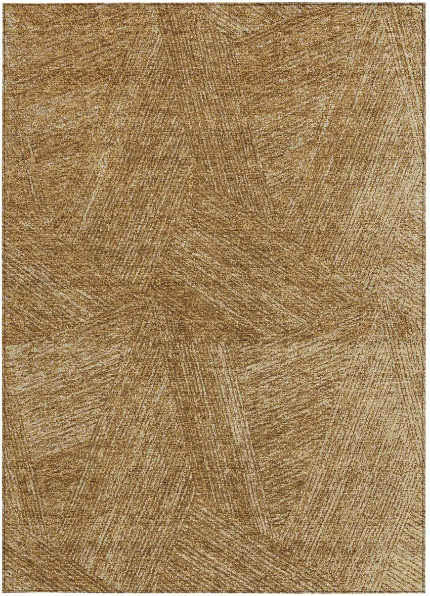 Gold Brown And Ivory Abstract Washable Indoor Outdoor Area Rug Photo 5