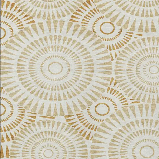 Gold Brown And Ivory Geometric Washable Indoor Outdoor Area Rug Photo 7