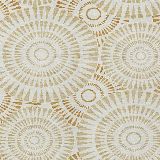 Gold Brown And Ivory Geometric Washable Indoor Outdoor Area Rug Photo 7