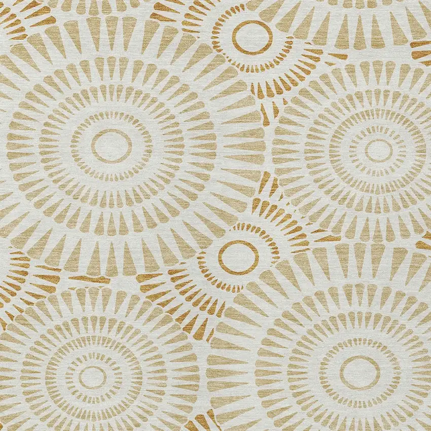 Gold Brown And Ivory Geometric Washable Indoor Outdoor Area Rug Photo 7