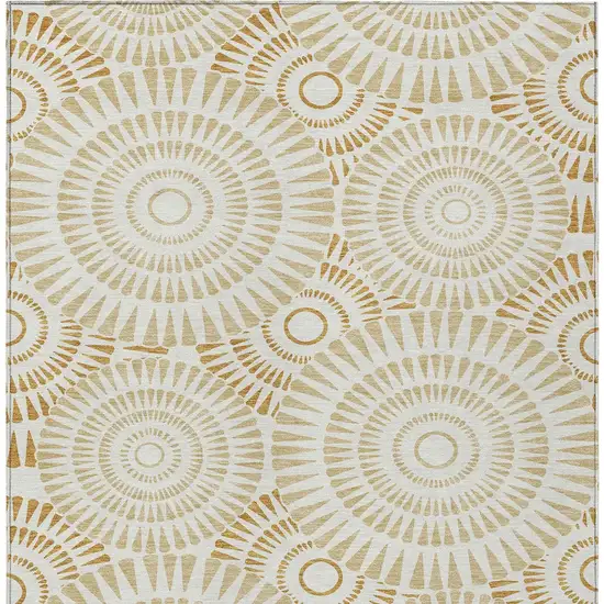 Gold Brown And Ivory Geometric Washable Indoor Outdoor Area Rug Photo 7