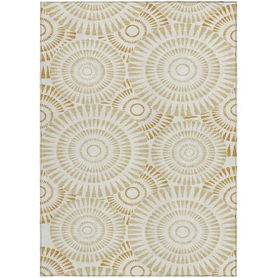 Gold Brown And Ivory Geometric Washable Indoor Outdoor Area Rug Photo 8