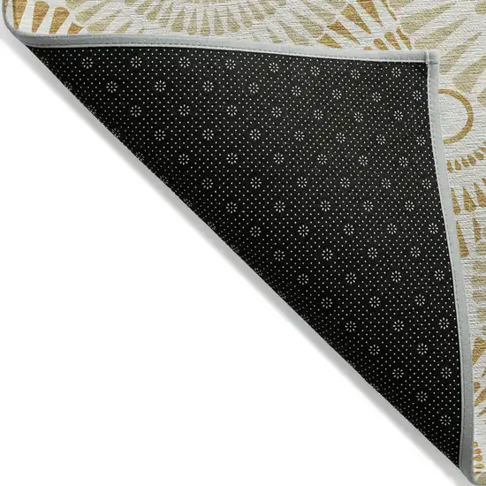Gold Brown And Ivory Geometric Washable Indoor Outdoor Area Rug Photo 4
