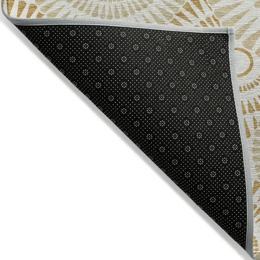 Gold Brown And Ivory Geometric Washable Indoor Outdoor Area Rug Photo 4