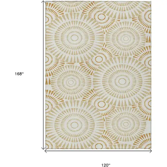 Gold Brown And Ivory Geometric Washable Indoor Outdoor Area Rug Photo 3