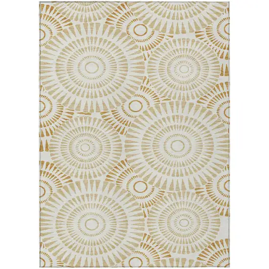 Gold Brown And Ivory Geometric Washable Indoor Outdoor Area Rug Photo 2