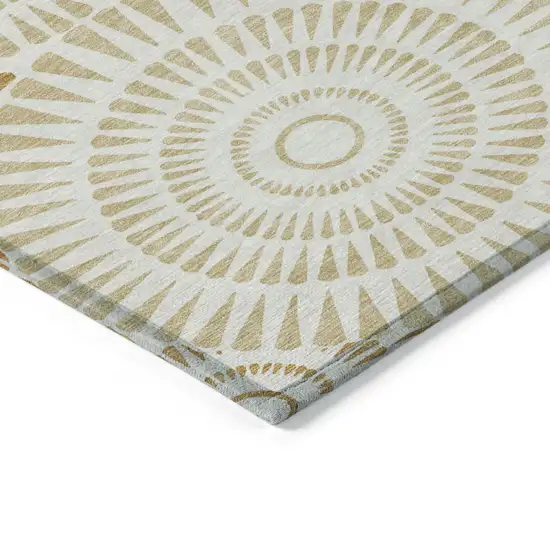 Gold Brown And Ivory Geometric Washable Indoor Outdoor Area Rug Photo 5