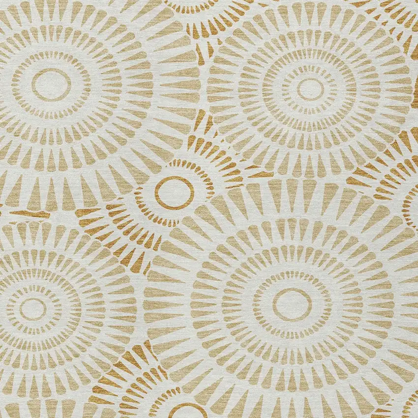 Gold Brown And Ivory Geometric Washable Indoor Outdoor Area Rug Photo 7
