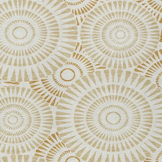 Gold Brown And Ivory Geometric Washable Indoor Outdoor Area Rug Photo 7