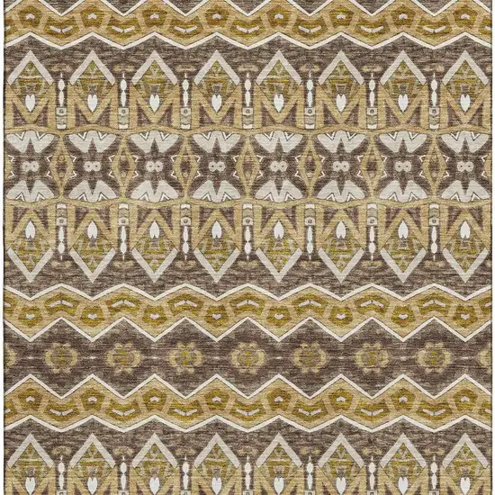 Gold Brown And Ivory Moroccan Washable Area Rug With UV Protection Photo 4